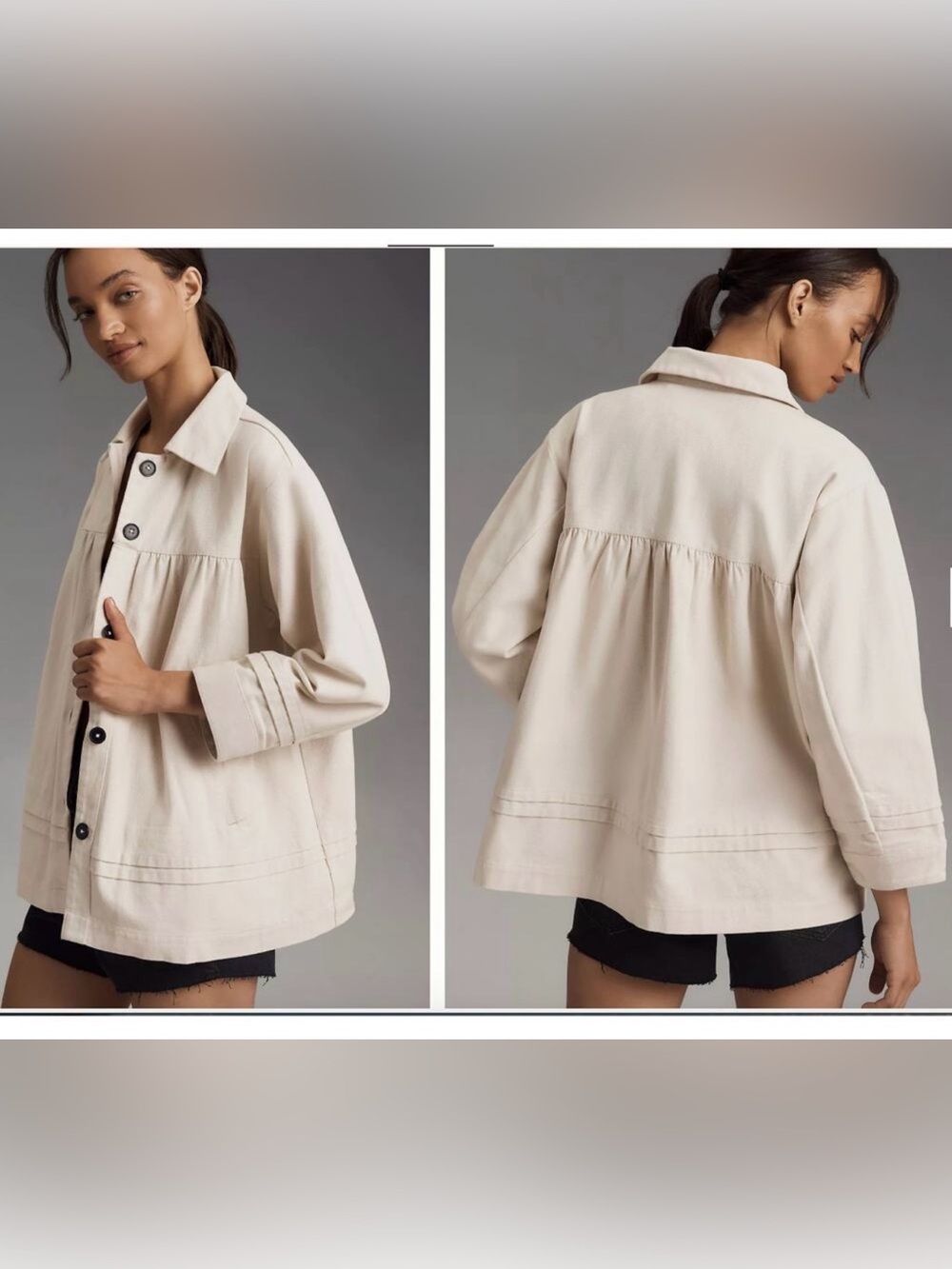 Maeve Cream Colored Peplum Jacket L but RUNS BIG
